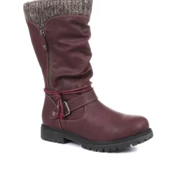 Casual Mid-Calf Boot - Burgundy