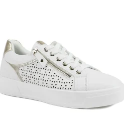 Casual Platform Trainers with Side Zip - White