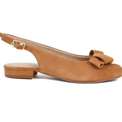 Casual Slingback Sandals - Camel Suede