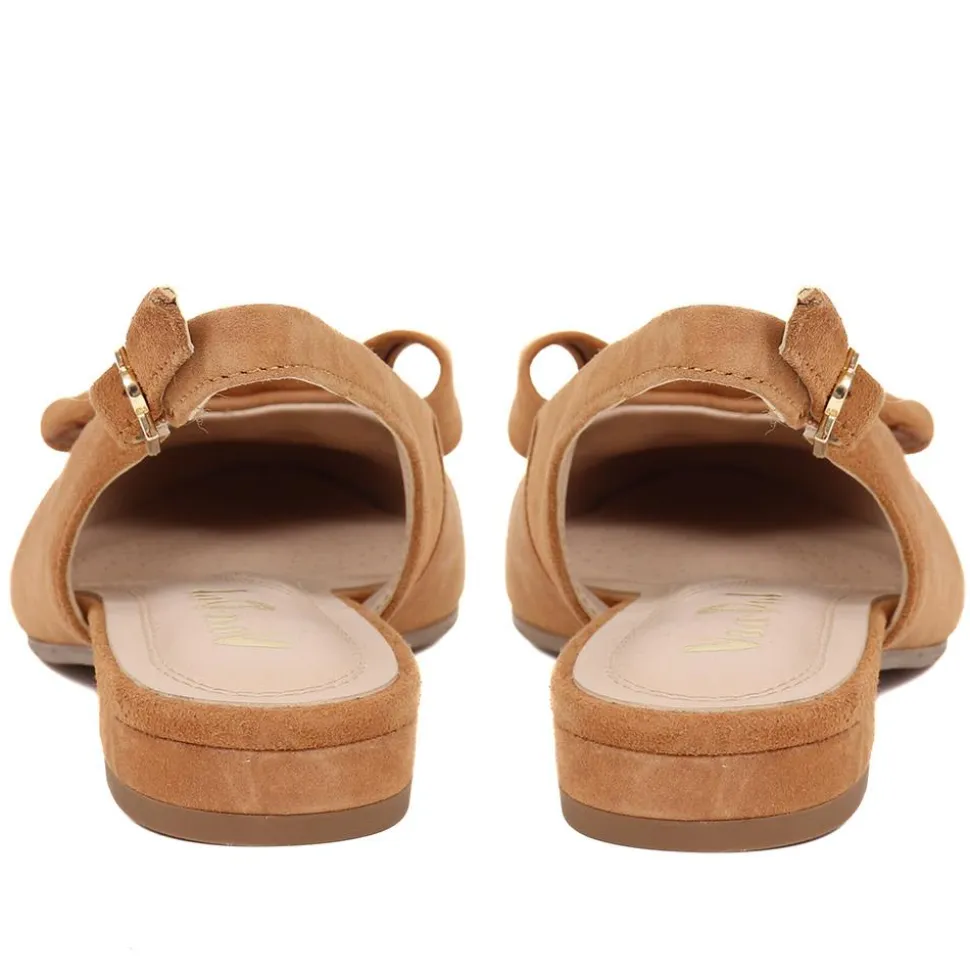 Casual Slingback Sandals - Camel Suede