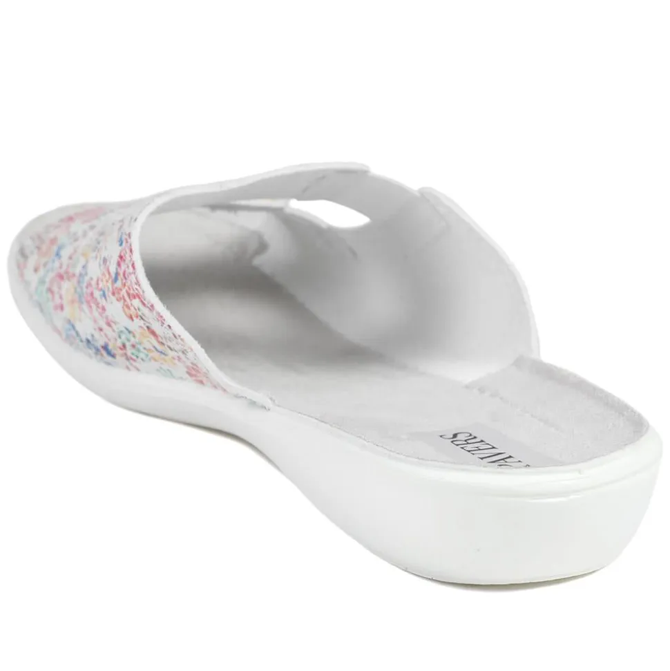 Casual Two-Strap Sandals - White Floral