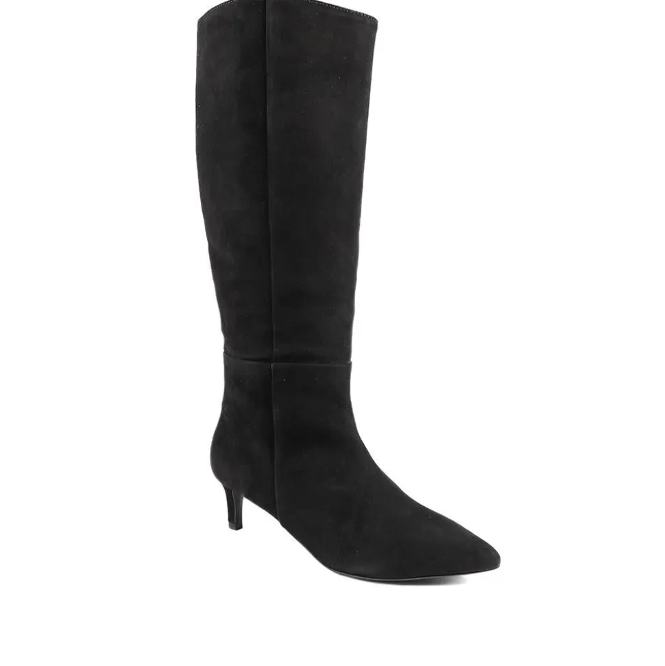 Catia Leather Long Boots - Black Suede