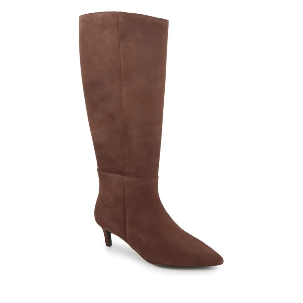 Catia Leather Long Boots - Chocolate Suede