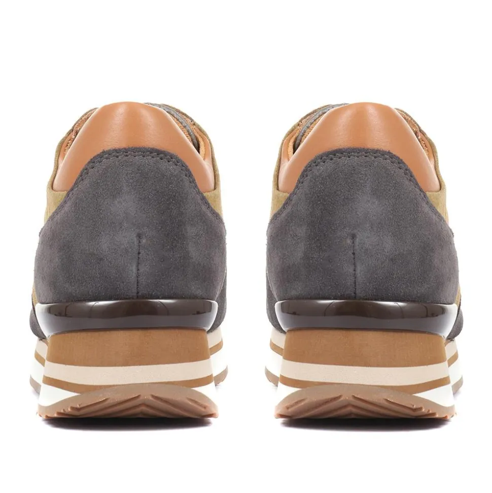 Catrin Leather Trainers - Brown Multi