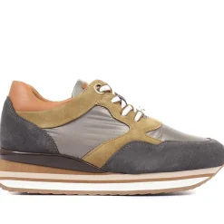 Catrin Leather Trainers - Brown Multi