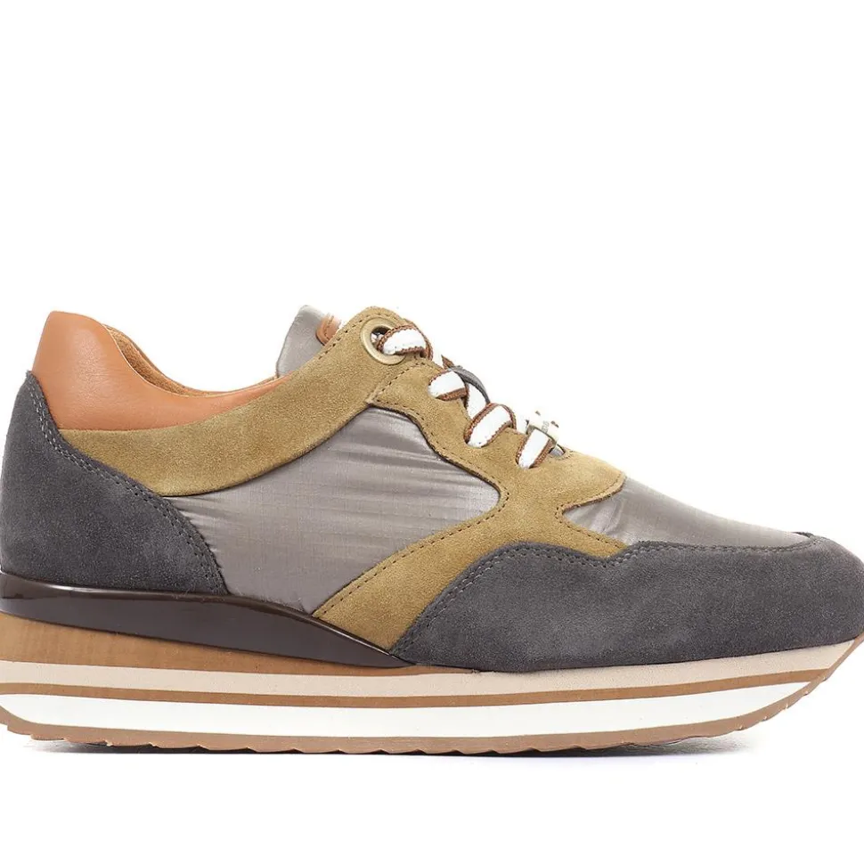 Catrin Leather Trainers - Brown Multi