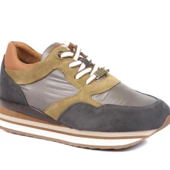 Catrin Leather Trainers - Brown Multi