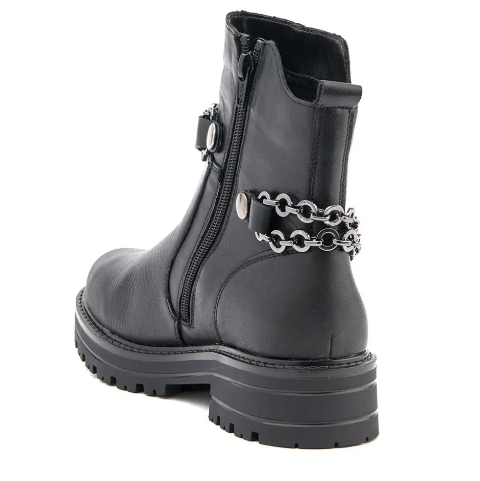 Chain-Detailed Ankle Boots - Black