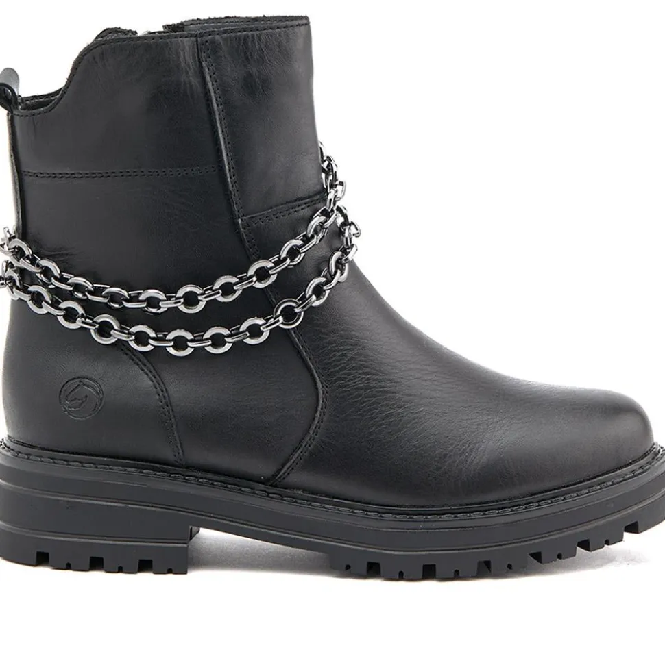 Chain-Detailed Ankle Boots - Black