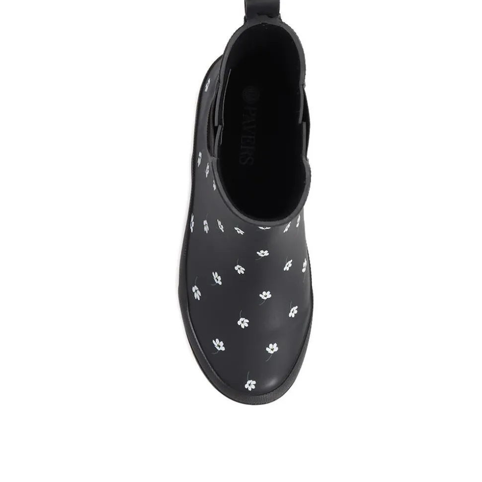 Chelsea Boot Wellies - Black Floral