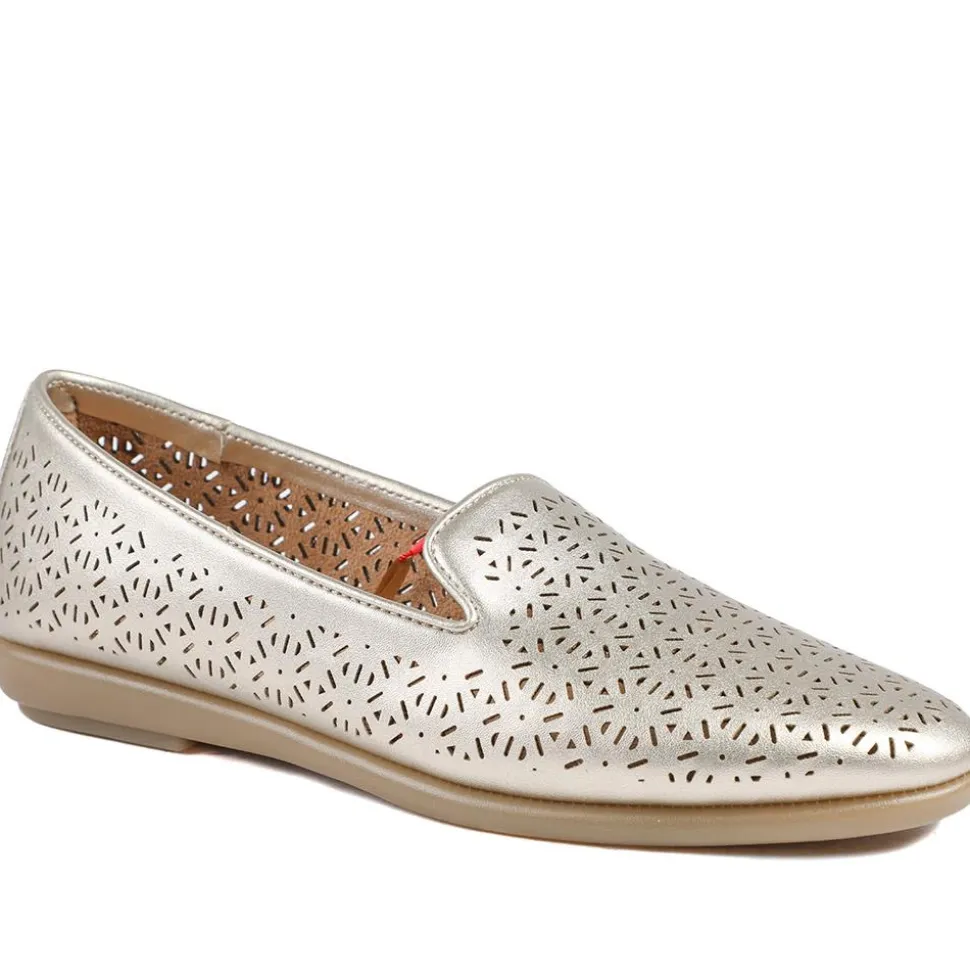 Chic Stitch & Turn Slip On Shoes - Gold