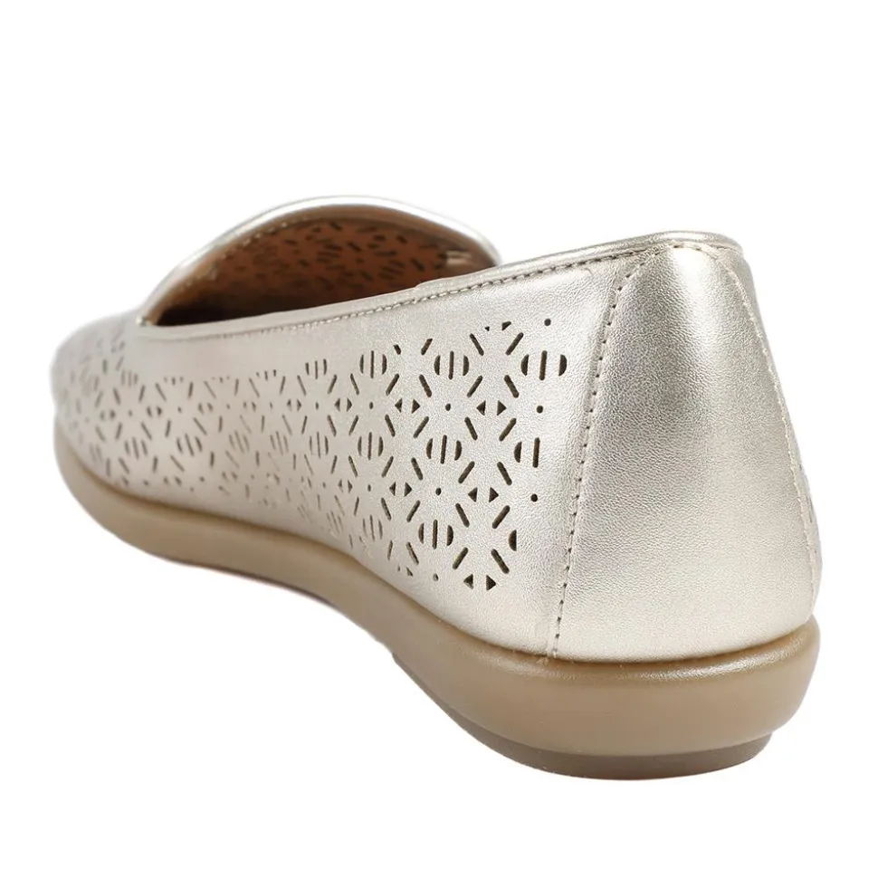 Chic Stitch & Turn Slip On Shoes - Gold