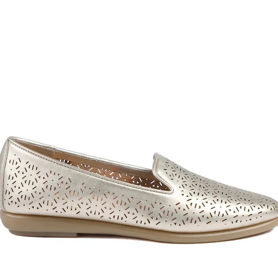 Chic Stitch & Turn Slip On Shoes - Gold