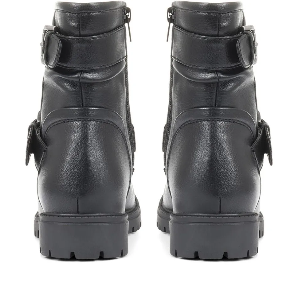 Chunky Biker Boots - Black