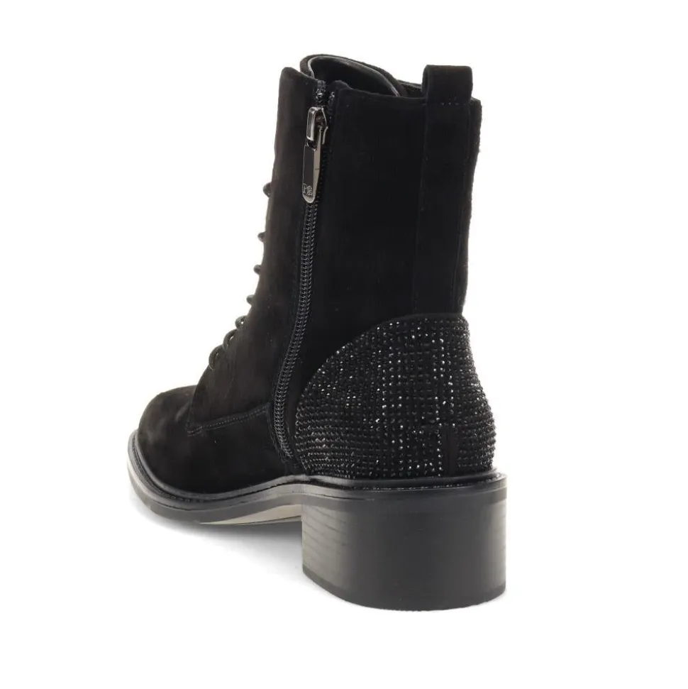 Chunky Block-Heeled Ankle Boots - Black