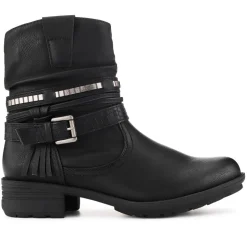 Chunky Buckled Ankle Boots - Black