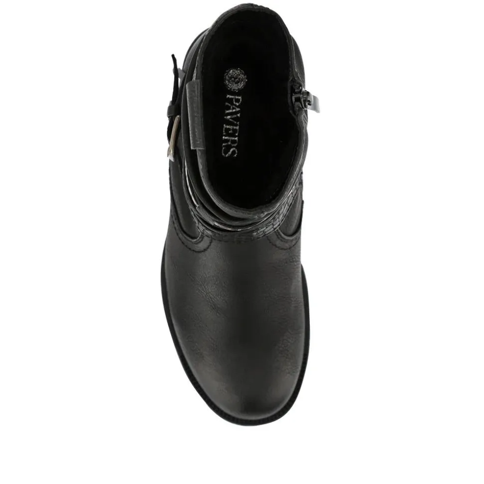 Chunky Buckled Ankle Boots - Black