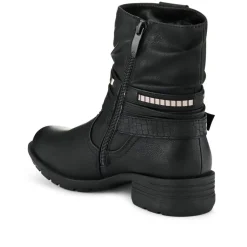 Chunky Buckled Ankle Boots - Black