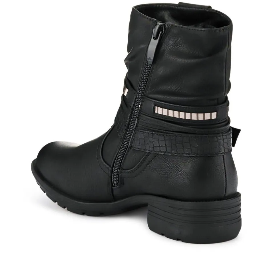 Chunky Buckled Ankle Boots - Black