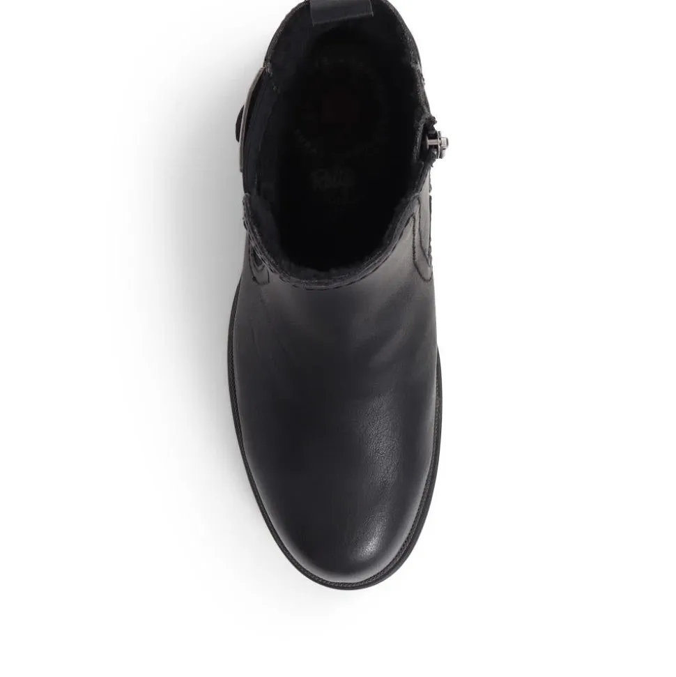 Chunky Buckle Detail Ankle Boots - Black