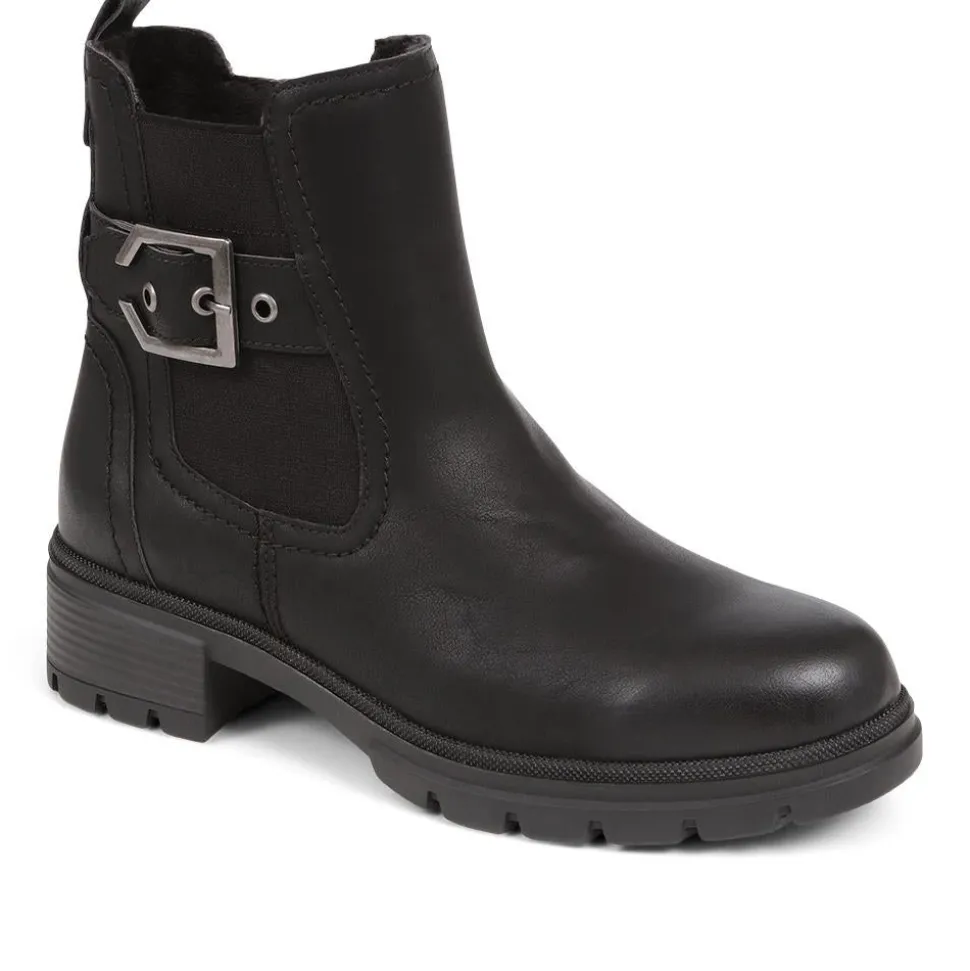 Chunky Buckle Detail Ankle Boots - Black