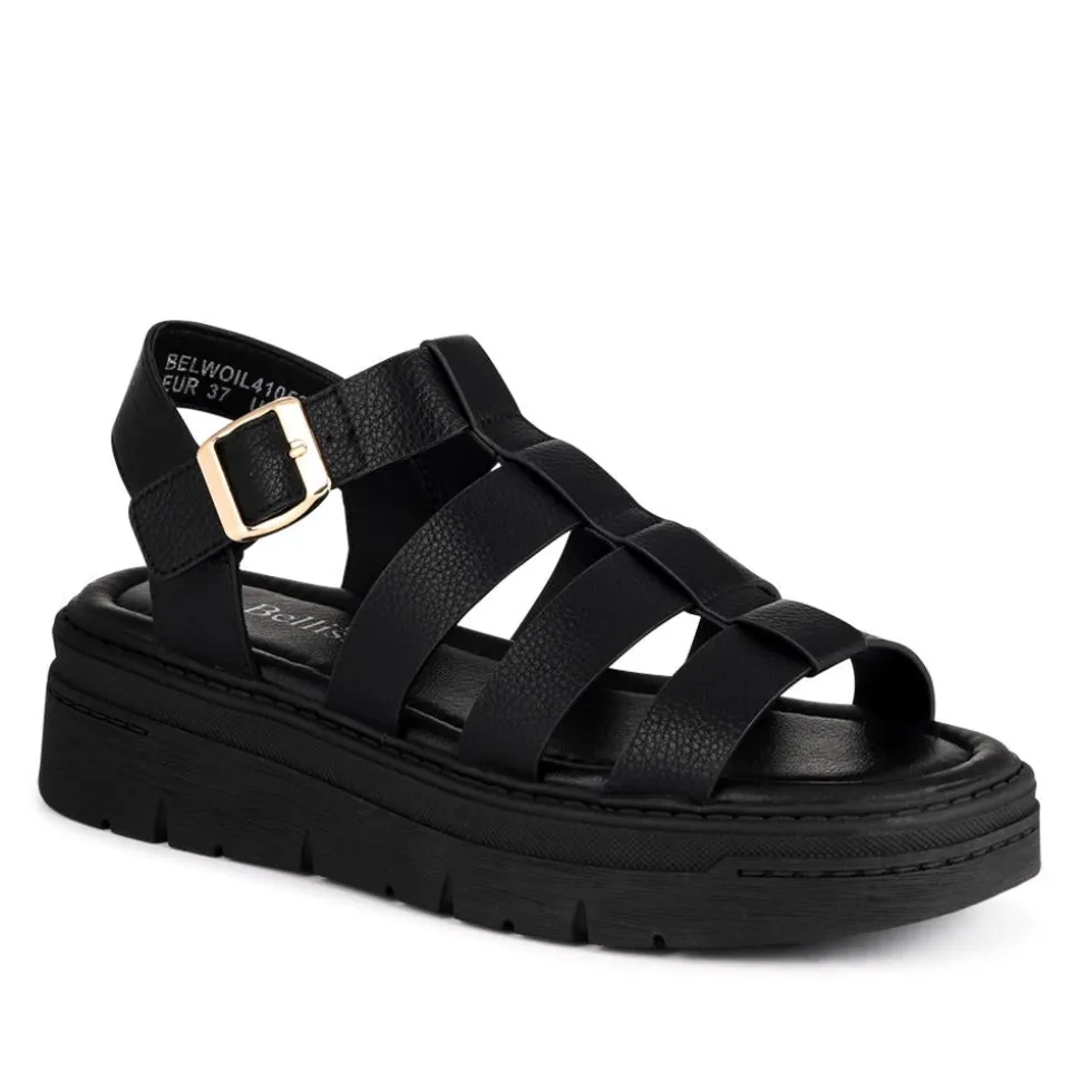 Chunky Buckle-Fasten Sandals - Black