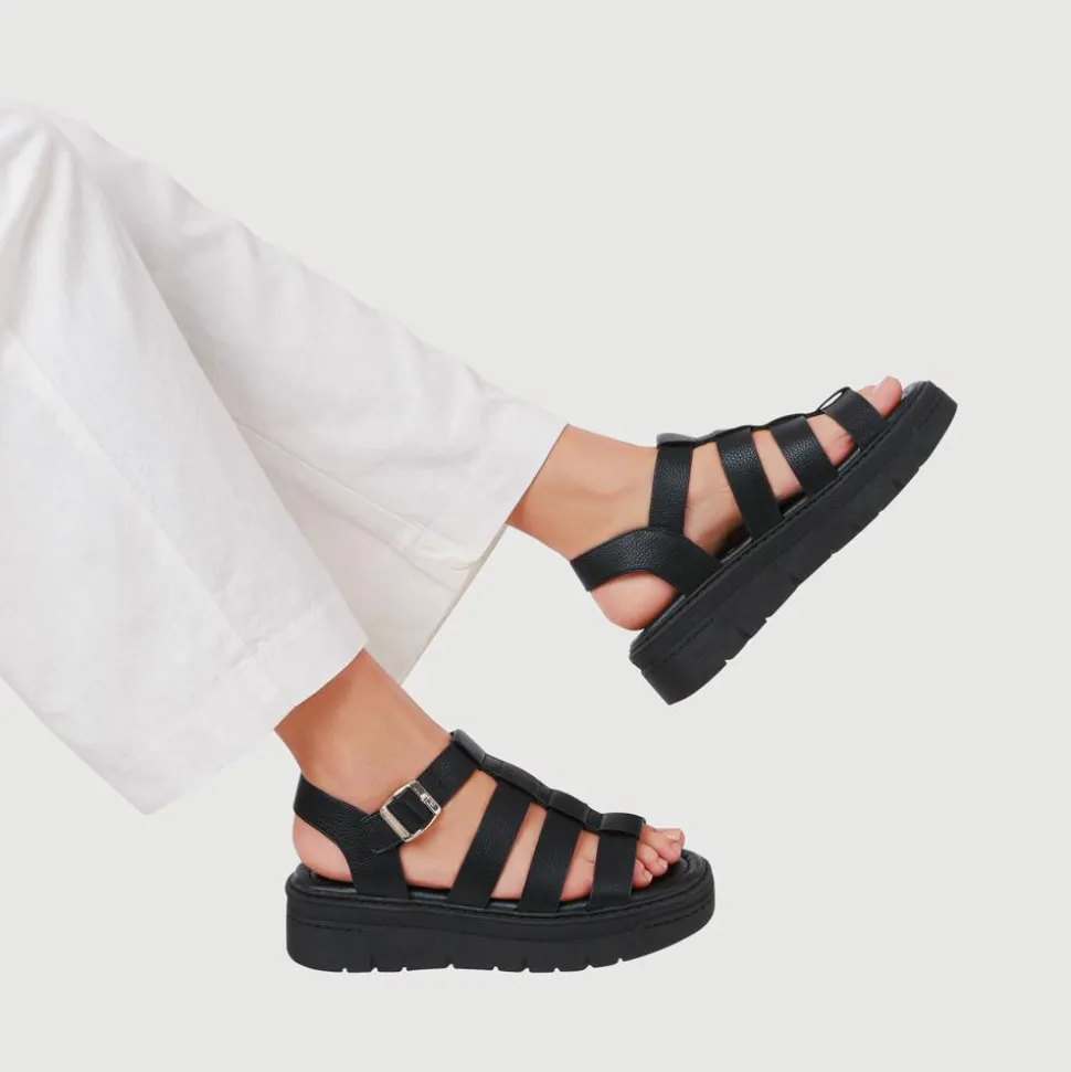 Chunky Buckle-Fasten Sandals - Black