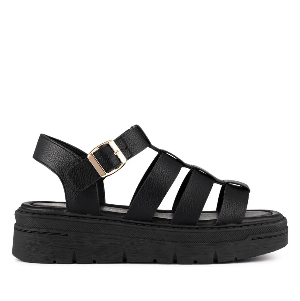 Chunky Buckle-Fasten Sandals - Black