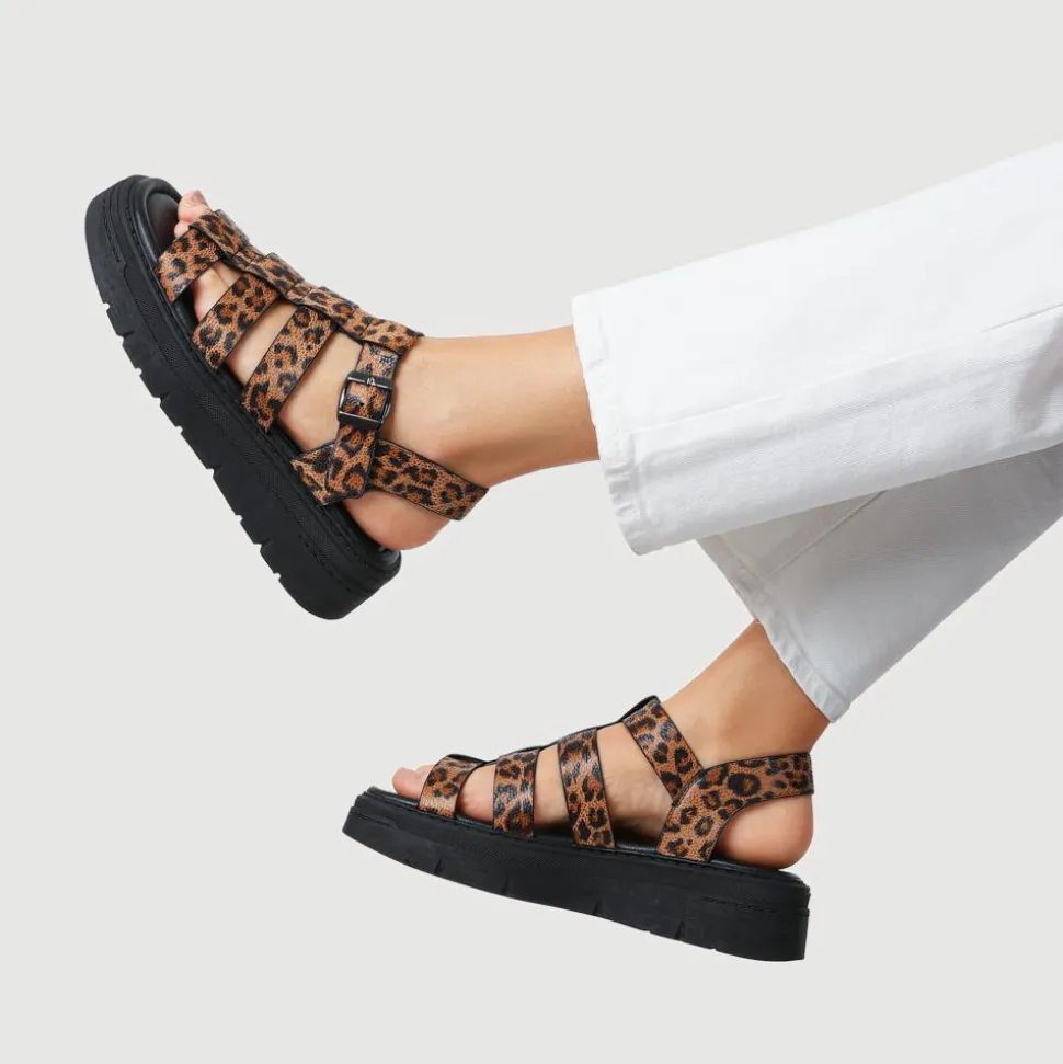 Chunky Buckle-Fasten Sandals - Leopard