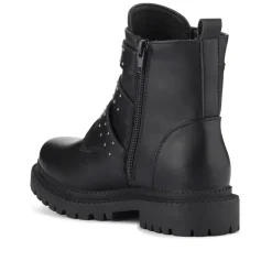 Chunky Buckle-Up Ankle Boots - Black