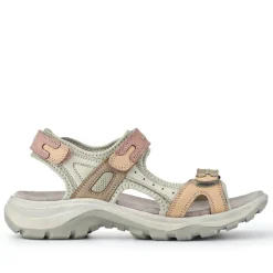 Chunky Dual Touch-Fasten Sandals - Beige Multi