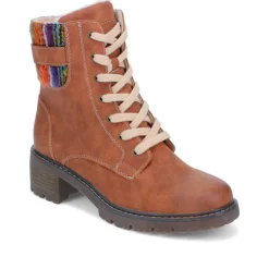 Chunky-Laced Ankle Boots - Cognac