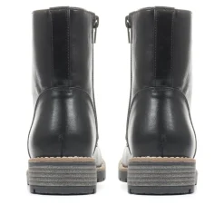 Chunky Lace-Up Ankle Boots - Black