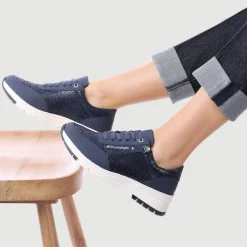 Chunky Lace-Up Trainers - Navy