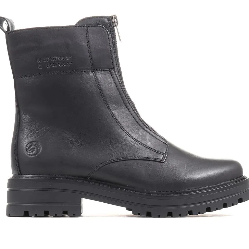 Chunky Leather Ankle Boots - Black