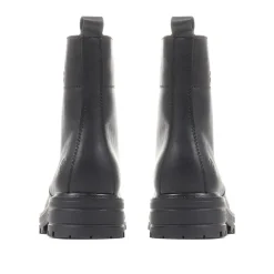 Chunky Leather Ankle Boots - Black