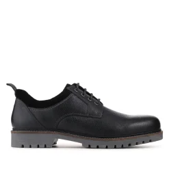 Chunky Leather Casual Lace Up Shoes - Black