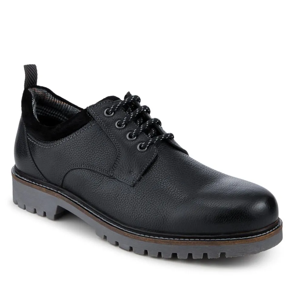 Chunky Leather Casual Lace Up Shoes - Black
