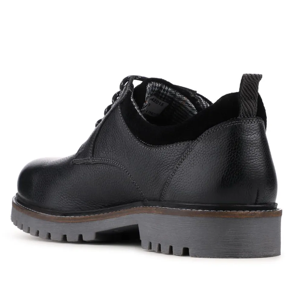 Chunky Leather Casual Lace Up Shoes - Black