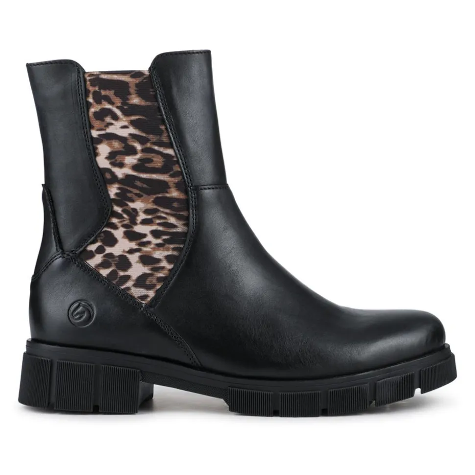 Chunky Leather Chelsea Boots - Black Leopard
