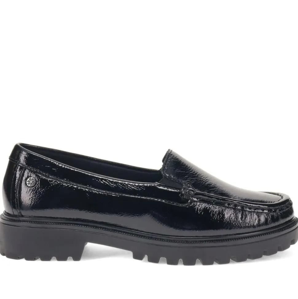 Chunky Slip-On Shoes - Black Patent
