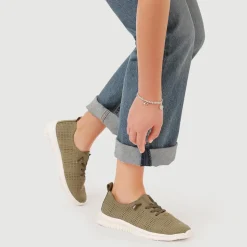 Chunky-Soled Lace-Ups - Khaki