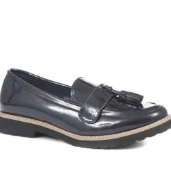 Chunky Tassel Loafers - Navy Patent
