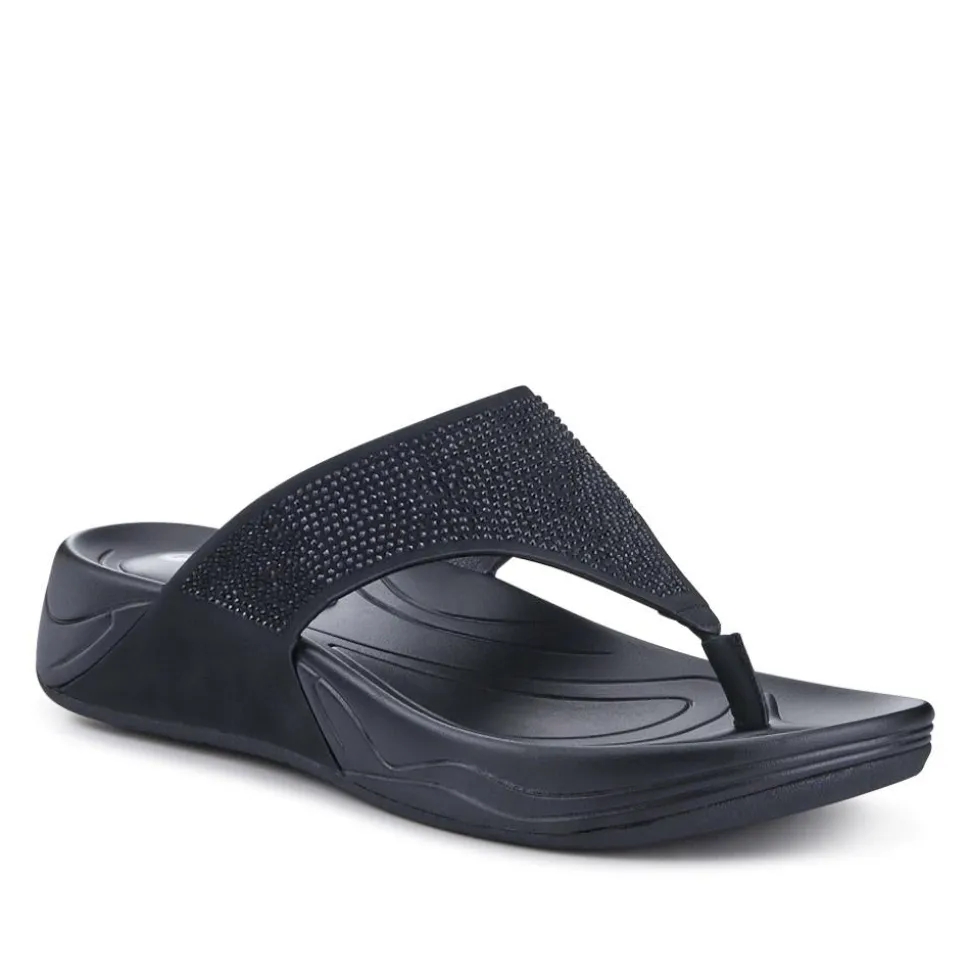 Chunky Toe Post Sandals - Black