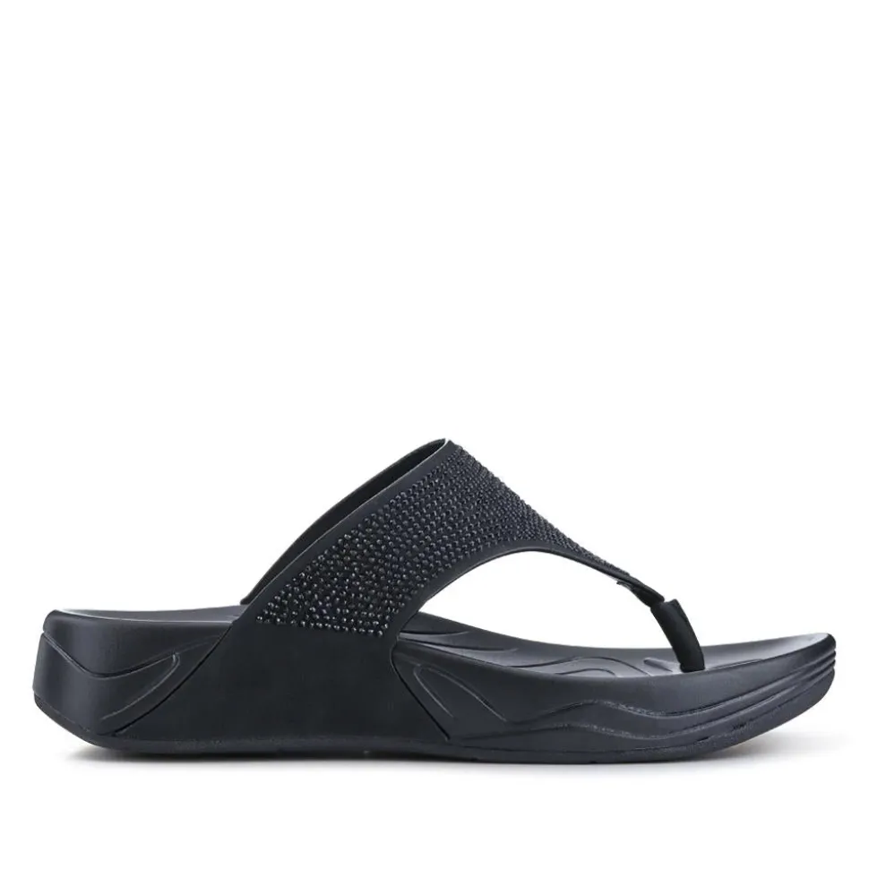 Chunky Toe Post Sandals - Black
