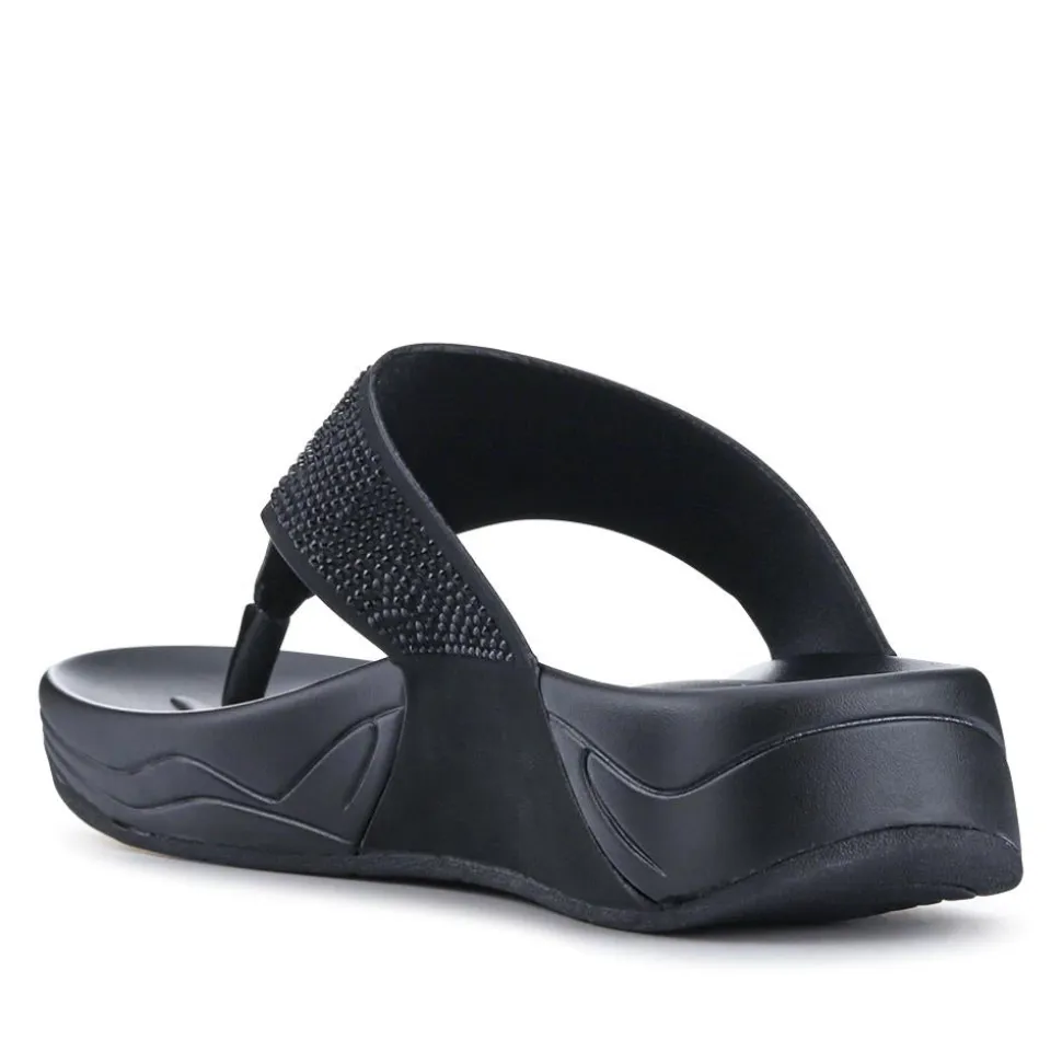 Chunky Toe Post Sandals - Black