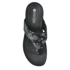 Chunky Toe Post Sandals - Black Floral