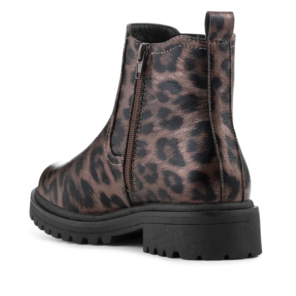 Chunky Zip Up Chelsea Boots - Brown Leopard