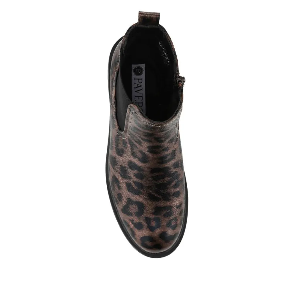 Chunky Zip Up Chelsea Boots - Brown Leopard