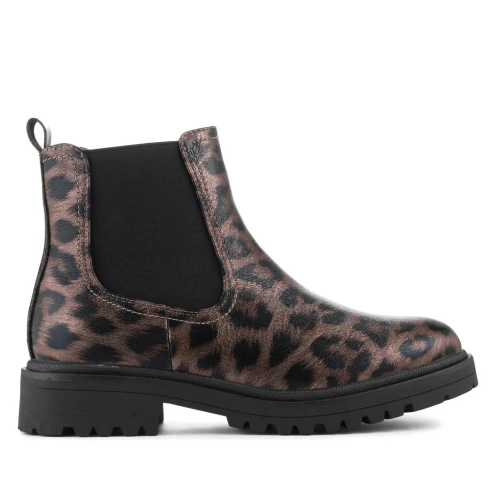 Chunky Zip Up Chelsea Boots - Brown Leopard